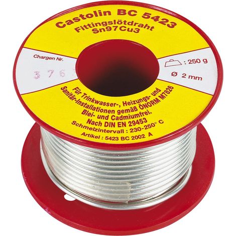 Bobina BC5423 - soldadura blanda sin plomo aleación estaño/cobre 3% Ø2 - 250g - 3%