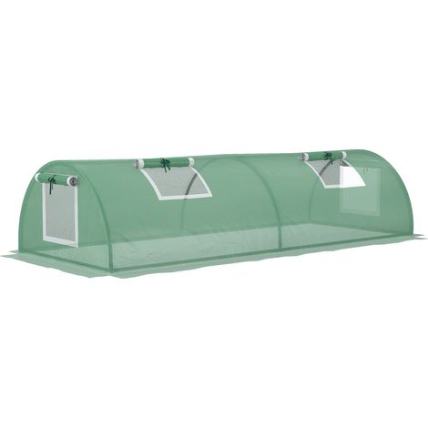 Mini invernadero túnel de PE verde 200 x 80 x 45 cm con ventana de malla y protección UV (1/5)