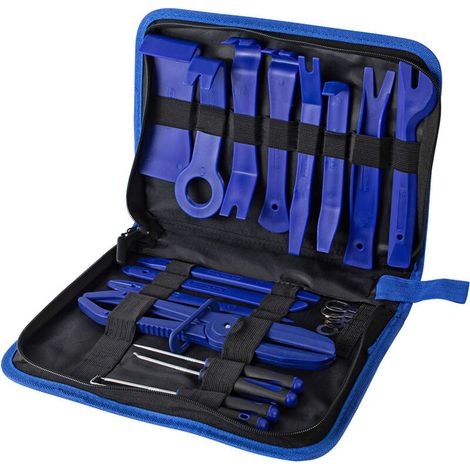 Kunststoff-Hebelwerkzeug- und Schraubendreherset für die Reparatur von Autoradios (21-teilig), Ausbau, Modifizierung und Reparatur von Türinnenverkleidungen (blau, 21-teilig), rot (2 (1/4)