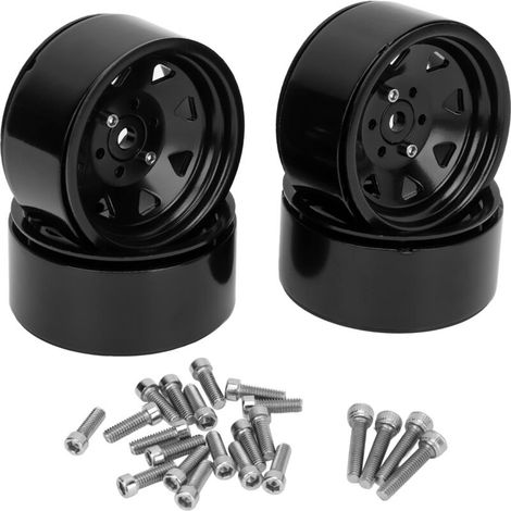 4 Pièces Jantes RC 1.9 Pouces Noir Universelles à 8 Rayons pour Axial SCX10 I II III, Support Renforcé (1/5)