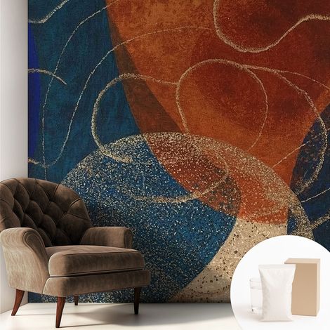 Papier peint intissé pour salon chambre à coucher peint imprimé Installation facile - Colle incluse gratuite Formes colorées 250x250 cm (1/5)