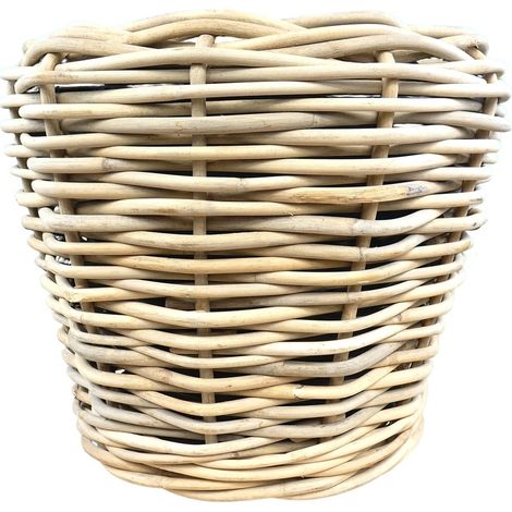 VAN DER LEEDEN DRYPOT® Rattan Pflanzkübel Grau auf Rollen Ø 58 cm - Sylter Körbe (1/3)