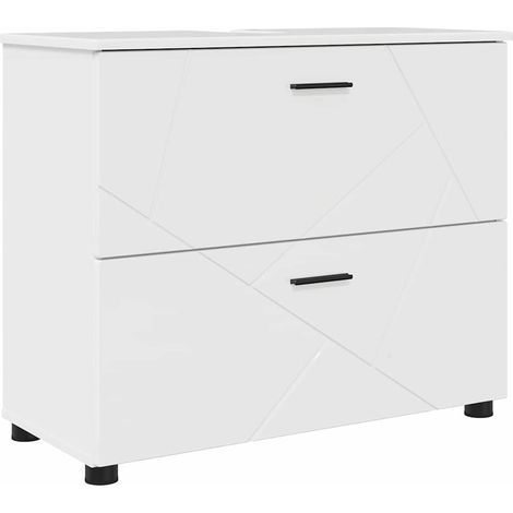 Cabinet de salle de bain Blanc brillant 76,5 x 35 x 64 cm CFW748465 (1/5)