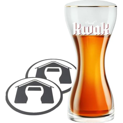 Pauwel Kwak - Verre à bière 33 cl avec support + 2 tapis anti-gouttes - Produit officiel GarageBar