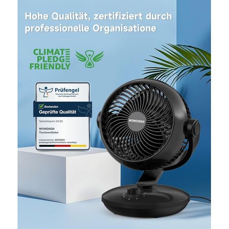 HAUSPROFI Ventilator Leise, Tischventilator, Windmaschine Ventilator, 24 dB Leiser Betrieb, 6,3 m/s Starken Luftstrom bis 12 m Reichweite, 100°& 80°Oszillation 26 W, 3 Geschwindigkeitsstufen & 9h Time (1/5)