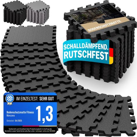 MONZANA® Tapis de protection de sol Noir 31x31cm mousse EVA 18 ou 36 pièces dalle de protection fitness piscine-18 Stück (de)