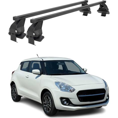 OMAC Dachträger Querträger Stahl für Suzuki Swift III 2017-2024 – Abschließbar – City-Crash-getestet – DIN 75302:2019 – ISO/PAS 11154:2006 – Max. 50 kg Schwarz (1/5)