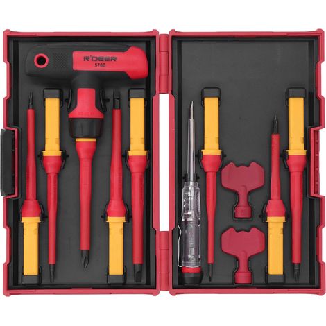 12 Pièces Tournevis Isolés Type T 1000V, Jeu de Tournevis Isolés à Fente et Cruciforme (1/5)