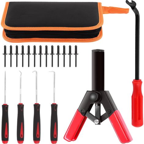 46Pcs Poly Rivet Gun Set, Multifunctional Rivet Removal Tool for All Safe Metals, Include Rivet Gun, Rivets, Disruptor Fastener, Pick and Hook (1/5)