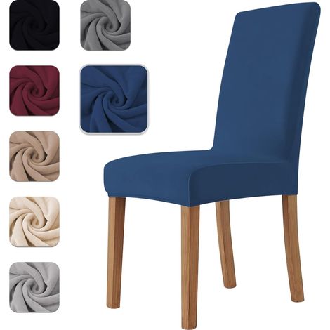 Housse de Chaise 4 Pièces in Velours Extensible,Housse Chaise Salle à Manger Universel Cuisine Salon Extrêmement Doux Confortable Anti-Griffures -Bleu (1/5)