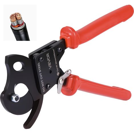 VEVOR Cesoia per Cavi Tagliacavi a Cricchetto Taglierina per Cavi Elettrici Lame in Acciaio Armonico Manici Rivestiti in PVC, Cesoia a Cricchetto per Fili in Rame e Alluminio Durezza Lama 50 HRC (1/5)