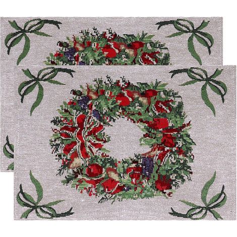 1 lot de 2 sets de table pratiques avec guirlande de Noël (couleurs assorties)-42x34cm (1/2)
