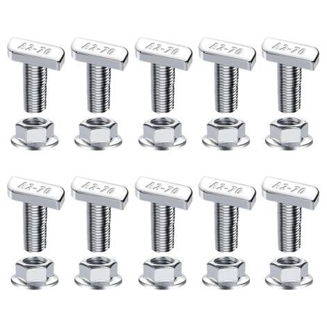BUNTHAUS 10pcs T Nuts and Bolts, Aluminum T Slot Kit, Fastener Screw Set with Adjustable Fit,track Hardware Set, Door Mechanism, Solar Panel Mounting (1/5)