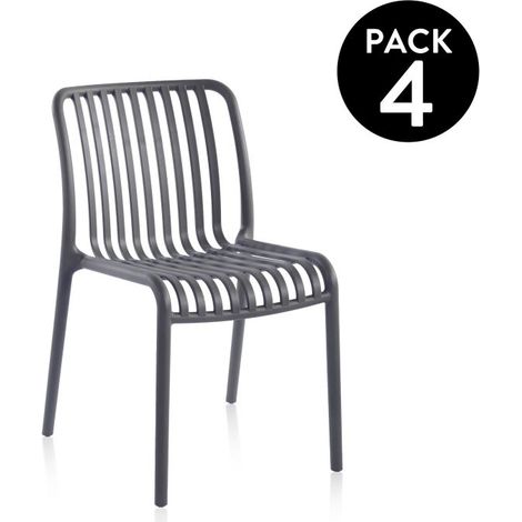 Pack 4 sillas de exterior 58x46 cm Jamie Gris 46cm (ancho) x 80cm (alto) (1/5)