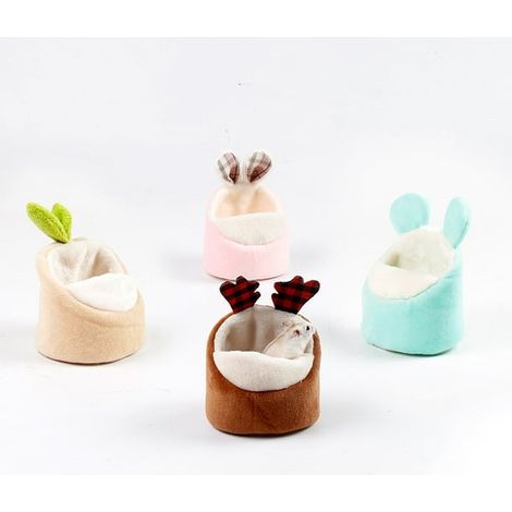 Nid douillet pour cochon d'Inde (lot de 4), maison hamster chaude avec coussin amovible, cachette d'hiver pour petits animaux (lapin, furet, hérisson, chinchilla). (1/5)