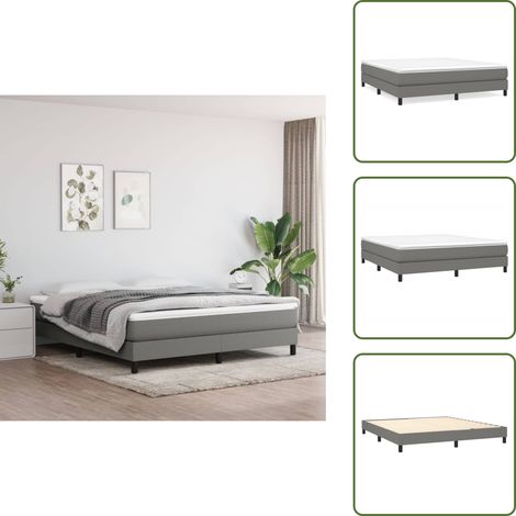 Cadre de lit sans matelas gris foncé 160x200 cm tissu - Cadre De Lit - Lit Double - Lit Gris - Lit Design - Literie (1/5)