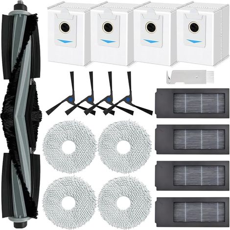 FOREHILL Accessoires pour ECOVACS DEEBOT X2 Omni Aspirateur Robot, Pices de Rechange avec 1 Brosse Principale, 4 Sacs Poussire, 4 Serpillires, 4 Filtres, 4 Brosses Latrales (1/5)