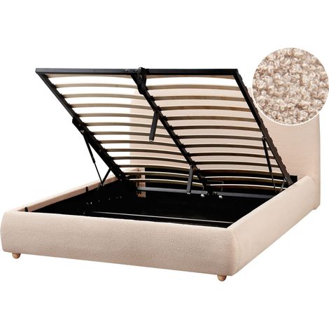 Ottoman Bed Boucle BLAGNAC 140 x 200 cm (EU Double) Beige (1/5)