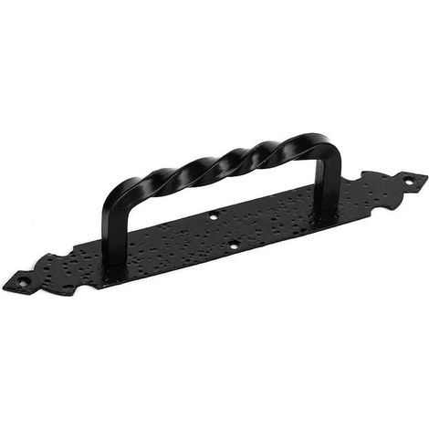 1 maniglia per porta avvitabile da 275 mm in ferro battuto nero EDM