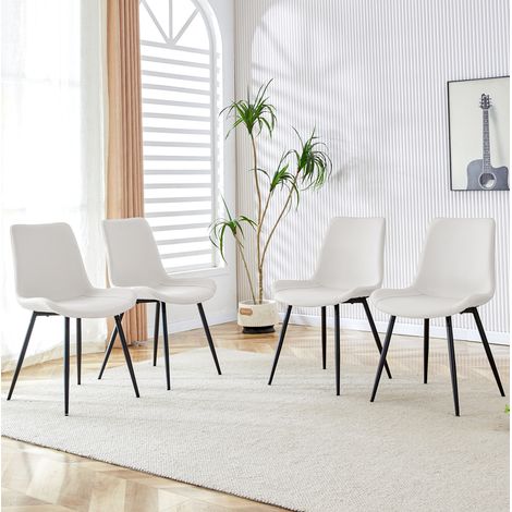 Chaise salle manger ergonomique PU blanc métal noir OKMYHOME (1/5)