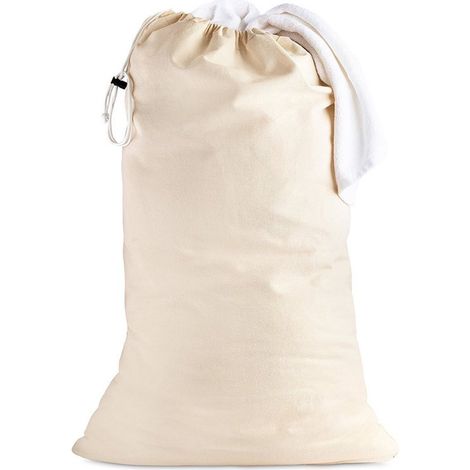 Borsa portabiancheria extra large e robusta in cotone,color bianco sporco,con chiusura a coulisse,85 x 55 cm (1/5)