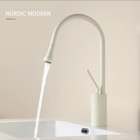Cross-border European style water dropper faucet, bathroom rotating countertop faucet, toilet hot and cold basin faucet, best-selling item - off-white [low-profile]