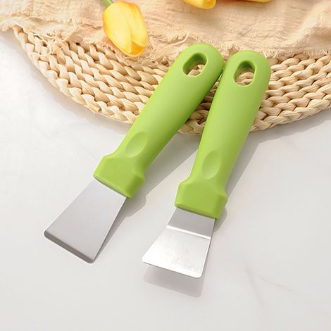(Gerade + gefaltete Version) Set mit 2 Reinigungsschabern für Backöfen, Herde und Induktionskochfelder, aus Edelstahl mit Kunststoffgriff (1/5)