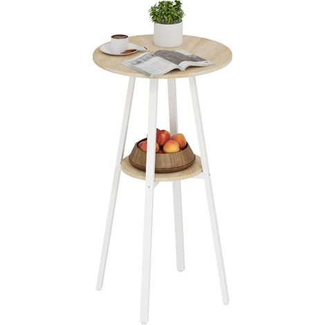 HOMCOM Tavolo Alto Rotondo con Mensola, per 2 Persone, 55x55x95 cm (1/5)