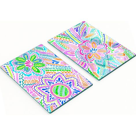 Taglieri da cucina in vetro con motivo floreale grafico 2x40x52 cm (1/5)