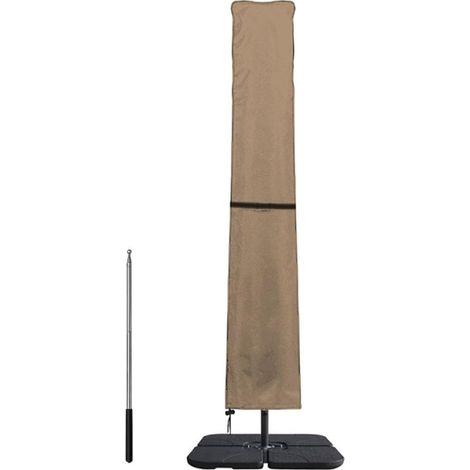 Housse de parasol cantilever – Imperméable – Résistante au vent – Protection UV – 240 x 57/57 cm – Kaki (1/5)