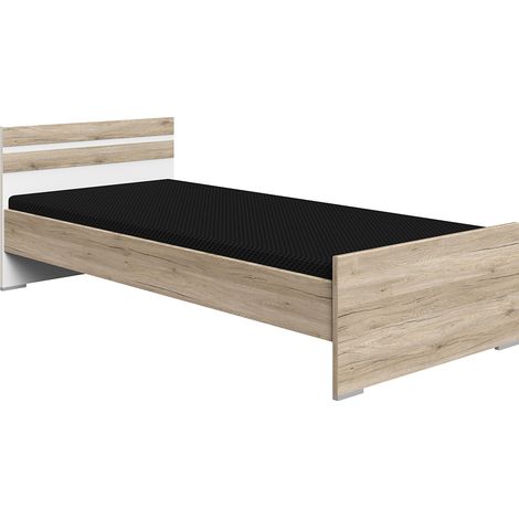 Bettgestell Liegefläche 90x200 cm in Eiche mit weiß CANTON-43 (1/3)