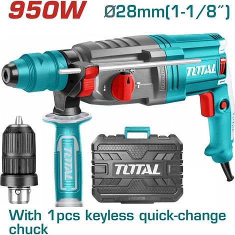 MARTELLO TASSELLATORE SDS-PLUS SCALPELLATORE TRAPANO 950W CON MANDRINO TOTAL