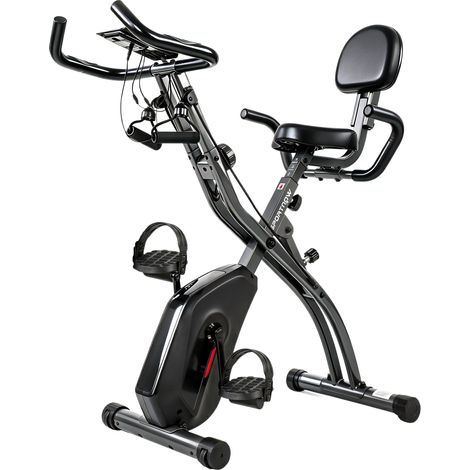 Bicicleta estática plegable salón 105 x 53,5 x 109 cm silenciosa conectada aplicaciones virtuales moderna de acero negro 210006739 (1/5)