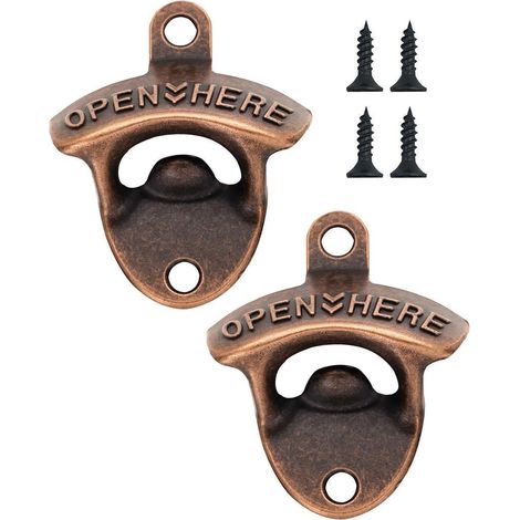 Ouvre bouteilles,2 pcs décapsuleurs muraux en fonte vintage rustique avec vis autotaraudeuses,Style Vintage,pour maison, jardin, bar, karaoké, hôtel,l'intérieur et l'extérieur (1/5)