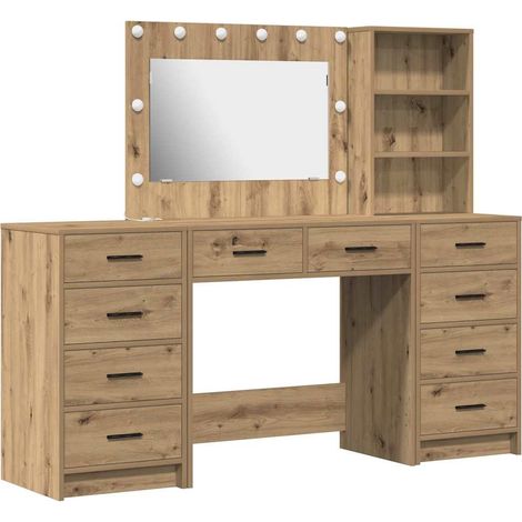 Maison Exclusive - Schminktisch mit Schubladen 3 pcs Artisan-Eich
