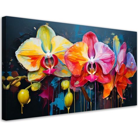 Tableau déco Orchidées colorées Fleurs 100x50 (1/5)
