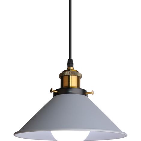 Retro Pendelleuchte, 22cm Hängelampe Vintage Industrial Style Metall Deckenleuchte E27 für Esszimmer Küche Restaurant Cafét Bars - Grau (1/5)