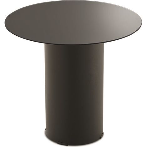 Tavolino tondo WAYLON 45 con base in metallo Nero e piano in vetro Fume' (1/2)