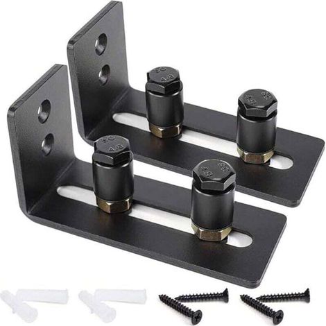 Lot de 2 rouleaux de guidage au sol réglables pour bas de porte coulissante - Noir - Super lisse et silencieux - Facile à installer (2 rouleaux) - S'adapte à toutes les tailles de portes