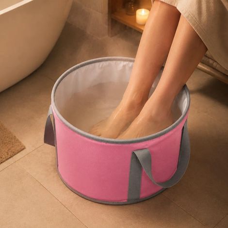 Baignoire de pieds pliable et portable pour le bain de pieds, bassine de pédicure pliable pour la maison, les voyages, le linge d'extérieur (rose) (1/3)