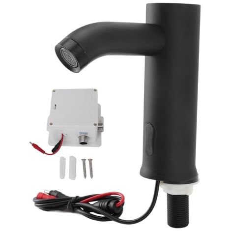 Robinet Capteur Mouvement Automatique Acier Inoxydable Noir Infrarouge Alimentation Pile pour Cuisine Salle de Bain Lavabo Mains Libres (1/5)