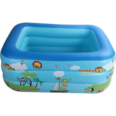 Piscine gonflable rectangulaire motif zoo, bassin à balles épaissi trois couches avec fond bulles (1/5)