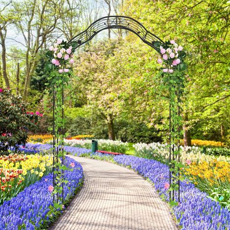 2 semicircular rose arches metal garden arches half arches archway 150 x 39 x 250 cm black (1/5)