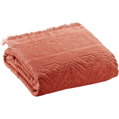 Drap de bain en coton jacquard motifs arabesques pour salle de bain 100 x 180 cm - PANGIVO