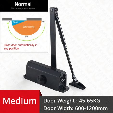 (Black M) Ferme-porte automatique, amortisseur hydraulique à double ressort, vitesse réglable, fonctionnement silencieux. (1/4)