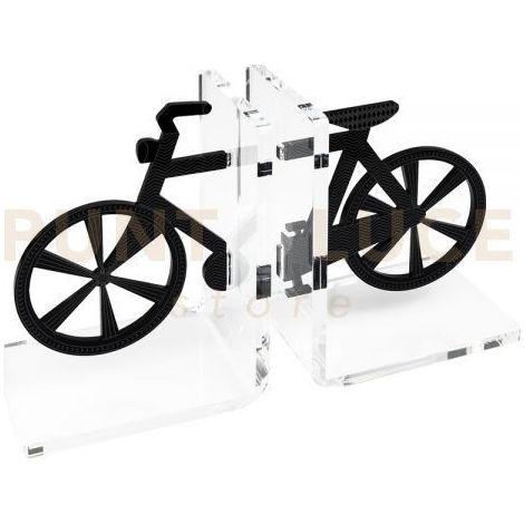 REGGILIBRO BICICLETTA  IN CRISTALLO ACRILICO TRASPARENTE E NERO