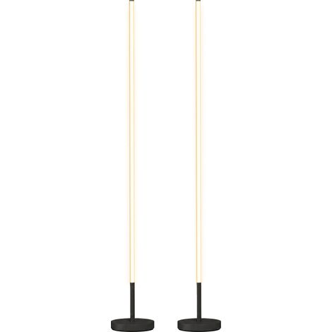 Lot de 2 lampadaires d'angle - HOMCOM - 1450 lm - 3 niveaux de luminosité, interrupteur au pied - acier - 20 x 20 x 150 cm - noir (1/5)