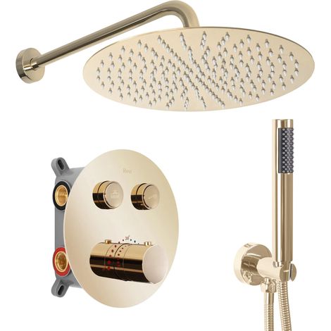 CONCEALED SHOWER SET REA LUNGO THERMOSTAT GOLD + BOX