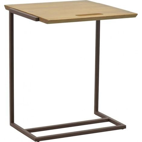 Bout de canapé en bois de pin et métal marron - LINEA (1/5)