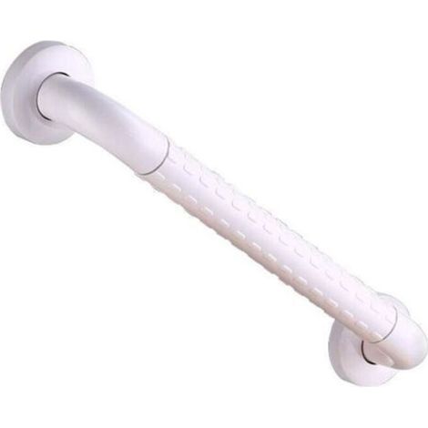 50 cm langer, rutschfester Haltegriff – Edelstahl und geriffeltes Nylon – Tragkraft bis zu 200 kg – Sicherheit in Bad und WC – Weiß-1 (1/4)